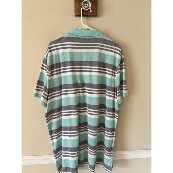 NWT St Johns Bay Mens Size XXL Turquoise Navy Stripe Polo Shirt - Picture 3 of 4